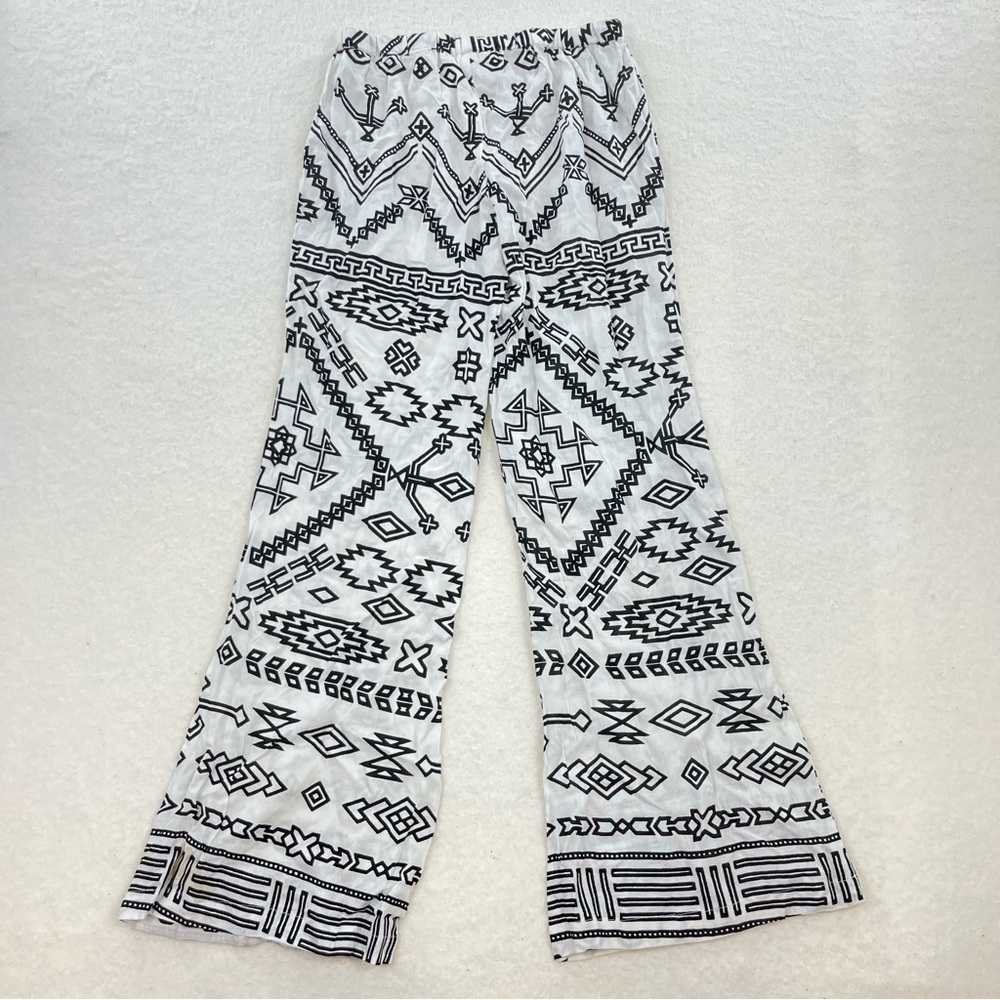 NWT Legaci Wide Leg Aztec Print Black and White Pants Size Small